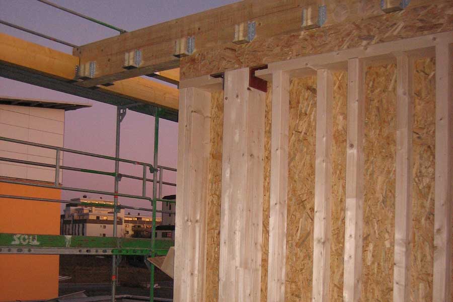 Holzständerwand im Obergeschoss