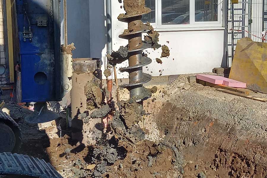 Herstellung der Bohrpfähle